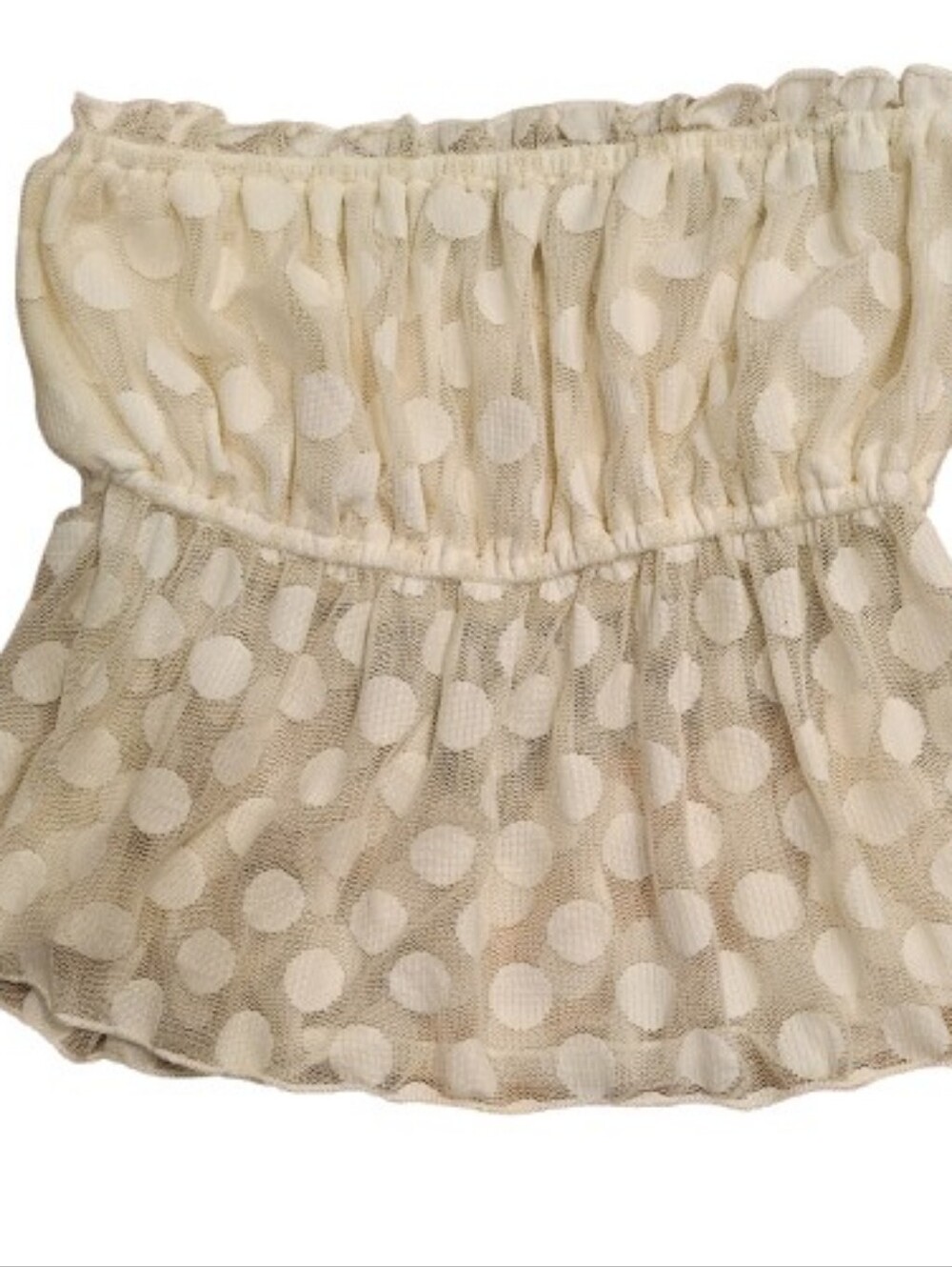 Urban Outfitters Renewal White-on-White Polka Dot Strapless Top – Size Large